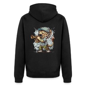 Lion Trumpeter - Unisex Premium Organic Zip Hoodie - black - Back - Nico (187cm)