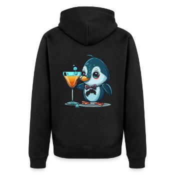 Ausgefallener Pinguin - Unisex Premium Bio Zip Hoodie - Schwarz - Hinten - Nico (187cm)