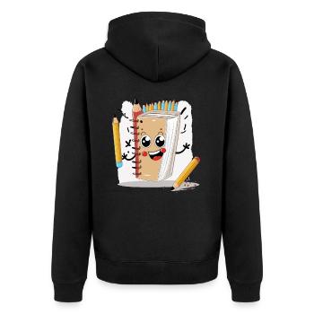 Der Sketch Master - Unisex Premium Bio Zip Hoodie - Schwarz - Hinten - Nico (187cm)