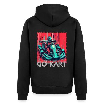 Go Kart - Unisex Premium Bio Zip Hoodie - Schwarz - Hinten - Nico (187cm)