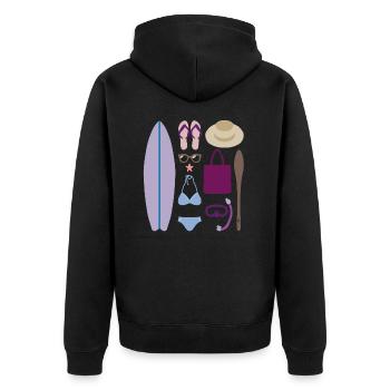 Sommer Sonne Strand - Unisex Premium Bio Zip Hoodie - Schwarz - Hinten - Nico (187cm)
