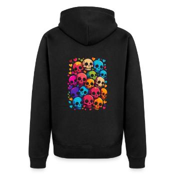 Vibrant Skulls of Love - Unisex Premium Organic Zip Hoodie - black - Back - Nico (187cm)