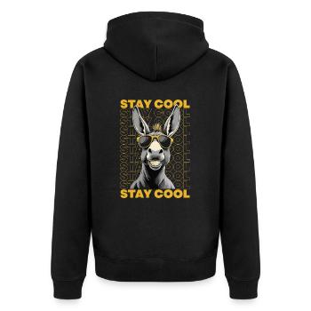 Stay Cool Donkey with Sunglasses - Unisex Premium Organic Zip Hoodie - black - Back - Nico (187cm)
