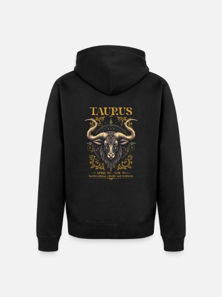 Taurus Zodiac Sign - Unisex Premium Organic Zip Hoodie - black