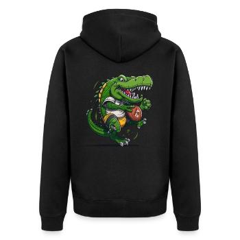 Amerika Kroko - Unisex Premium Bio Zip Hoodie - Schwarz - Hinten - Nico (187cm)