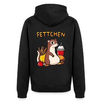 Dickes Frettchen - das Fettchen - Unisex Premium Bio Zip Hoodie - Schwarz - Hinten - Nico (187cm)