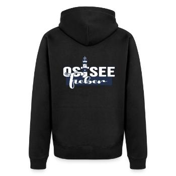 ostsee strandfeeling sommer-vibes rügen seekrank - Unisex Premium Bio Zip Hoodie - Schwarz - Hinten - Nico (187cm)