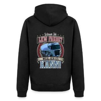 LKW Fahrer - Unisex Premium Bio Zip Hoodie - Schwarz - Hinten - Nico (187cm)