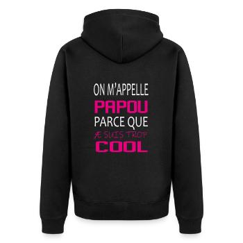 On m’appelle papou parce que je suis trop cool - Veste à capuche bio Premium Unisexe - noir - Dos - Nico (187cm)