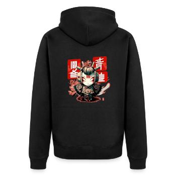 Japan Geisha Robot Japan Robortec Geisha - Unisex Premium Organic Zip Hoodie - black - Back - Nico (187cm)