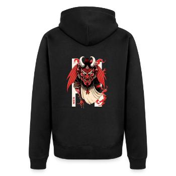 Schutzgott Tengu Yokai Shinto Gott Fabelwesen - Unisex Premium Bio Zip Hoodie - Schwarz - Hinten - Nico (187cm)