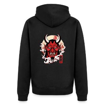 Traditional Demon Hannya Noh Theatrical Masks - Unisex Premium Organic Zip Hoodie - black - Back - Nico (187cm)