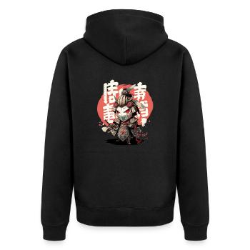 Robot creature mythical creature Kuchisake Onna Yokai - Unisex Premium Organic Zip Hoodie - black - Back - Nico (187cm)