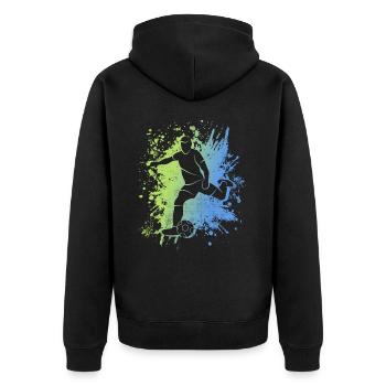 Fußball Fußballspieler Jungen Fußballer - Unisex Premium Bio Zip Hoodie - Schwarz - Hinten - Nico (187cm)