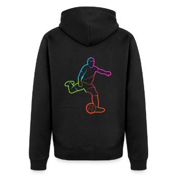 Fußballspieler Bunt Fußball Spieler Fußballer - Unisex Premium Bio Zip Hoodie - Schwarz - Hinten - Nico (187cm)