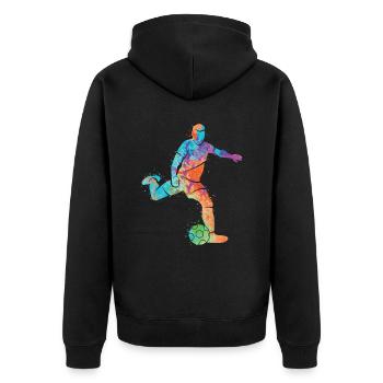 Fußballer Farbspritzer Fußball Kids Fußballspieler - Unisex Premium Bio Zip Hoodie - Schwarz - Hinten - Nico (187cm)