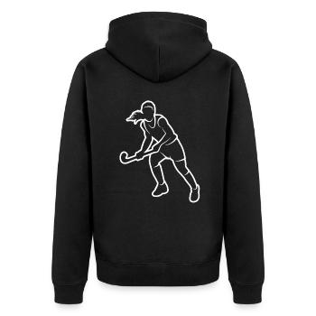 Joueur de hockey Joueur de hockey féminin Hockey sur gazon - Veste à capuche bio Premium Unisexe - noir - Dos - Nico (187cm)