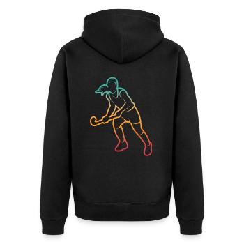 Joueur de hockey Joueur de hockey Retro Hockey sur gazon - Veste à capuche bio Premium Unisexe - noir - Dos - Nico (187cm)