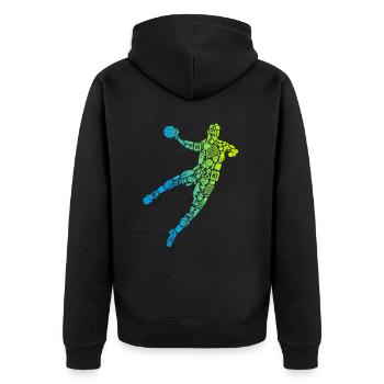 Handballer Symbole Handballspieler Jungen Handball - Unisex Premium Bio Zip Hoodie - Schwarz - Hinten - Nico (187cm)