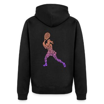 Tennis Symbole Frauen Mädchen Tennisspielerin - Unisex Premium Bio Zip Hoodie - Schwarz - Hinten - Nico (187cm)