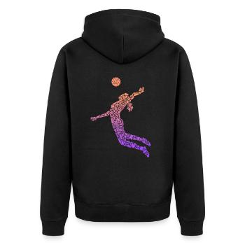 Volleyballerin Symbole Frauen Mädchen Volleyball - Unisex Premium Bio Zip Hoodie - Schwarz - Hinten - Nico (187cm)