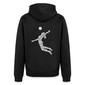 Volleyballerin Symbole Mädchen Frauen Volleyball - Unisex Premium Bio Zip Hoodie - Schwarz - Hinten - Nico (187cm)