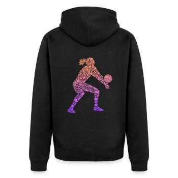 Volleyballspielerin Symbole Mädchen Volleyball - Unisex Premium Bio Zip Hoodie - Schwarz - Hinten - Nico (187cm)