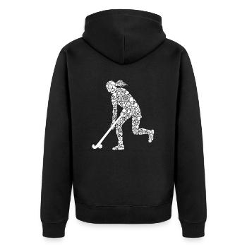 Symboles de hockey sur gazon Hockey Fille Joueur de hockey - Veste à capuche bio Premium Unisexe - noir - Dos - Nico (187cm)