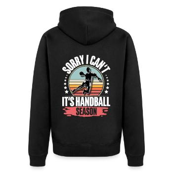 Handball Handballer - Unisex Premium Bio Zip Hoodie - Schwarz - Hinten - Nico (187cm)