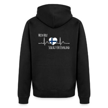 Mon cœur bat pour la Finlande Scandinavie - Veste à capuche bio Premium Unisexe - noir - Dos - Nico (187cm)