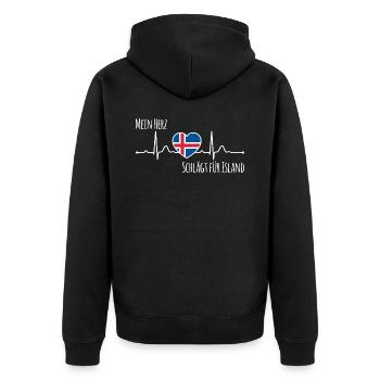 My heart beats for Iceland Scandinavia - Unisex Premium Organic Zip Hoodie - black - Back - Nico (187cm)