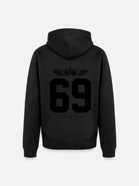 69 Zahl Krone - Unisex Premium Bio Zip Hoodie - Schwarz