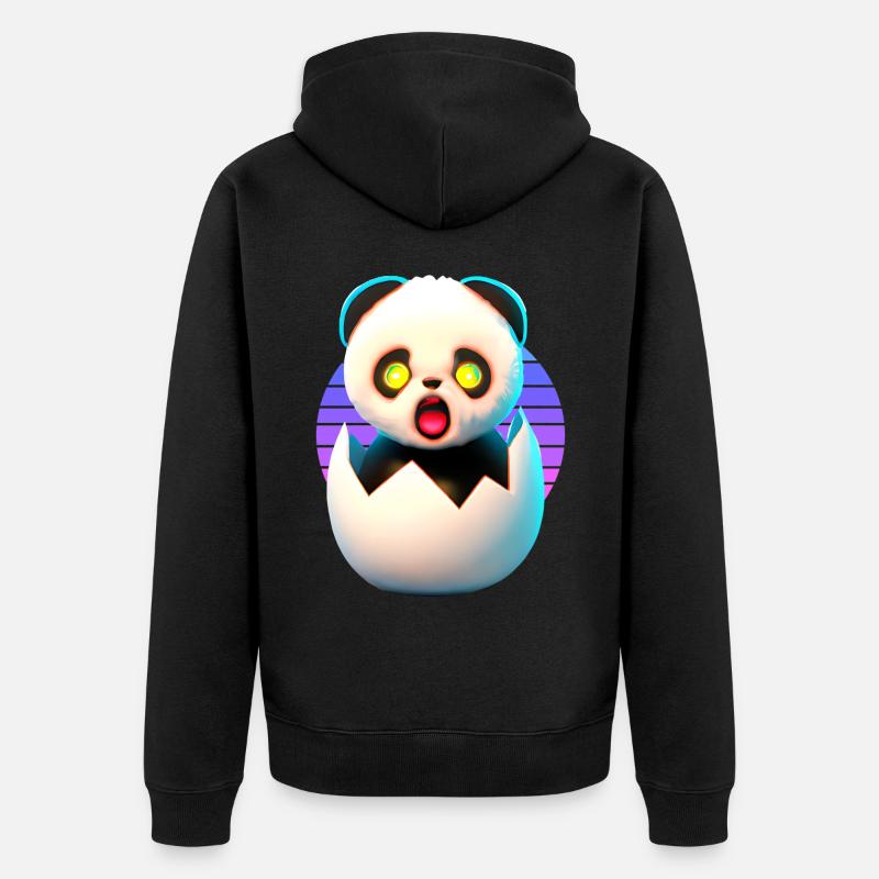 Willkommen im Leben Panda - Unisex Premium Bio Zip Hoodie - Schwarz