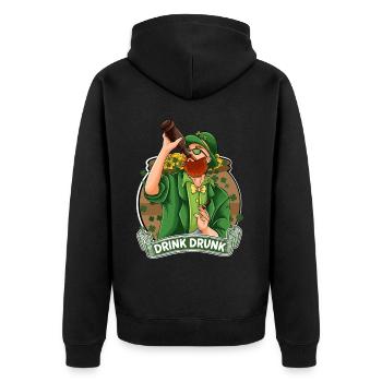 St Paddy's St Patricksday St Patrick Day - Unisex Premium Organic Zip Hoodie - black - Back - Nico (187cm)