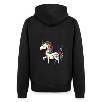 Süßes magisches Einhorn für Kinder und Kleinkinder - Unisex Premium Bio Zip Hoodie - Schwarz - Hinten - Nico (187cm)