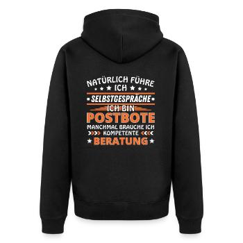 Ich führe Selbstgespräche - Postboten Edition - Unisex Premium Bio Zip Hoodie - Schwarz - Hinten - Nico (187cm)