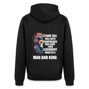 Man and King - Unisex Premium Bio Zip Hoodie - Schwarz - Hinten - Nico (187cm)