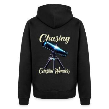 Chasing Celestial Wonders - Unisex Premium Organic Zip Hoodie - black - Back - Nico (187cm)
