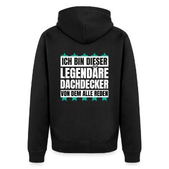 Ich bin dieser legendäre Dachdecker - Unisex Premium Bio Zip Hoodie - Schwarz - Hinten - Nico (187cm)