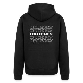 Krankenpflegehelfer/in im Krankenhaus - Unisex Premium Bio Zip Hoodie - Schwarz - Hinten - Nico (187cm)