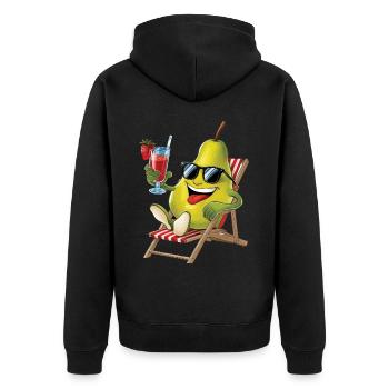 Birne - Unisex Premium Bio Zip Hoodie - Schwarz - Hinten - Nico (187cm)