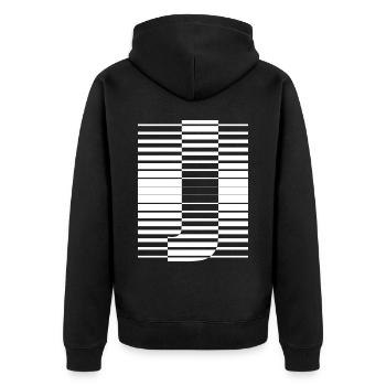 LETTER J - Unisex Premium Organic Zip Hoodie - black - Back - Nico (187cm)
