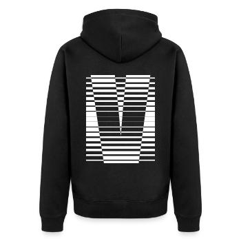 INITIAL V - Unisex Premium Organic Zip Hoodie - black - Back - Nico (187cm)