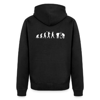 Deux forestiers - Évolution de l’homme / Darwin - Veste à capuche bio Premium Unisexe - noir - Dos - Nico (187cm)