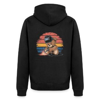 Teddy bear welder welding steel construction metal construction - Unisex Premium Organic Zip Hoodie - black - Back - Nico (187cm)