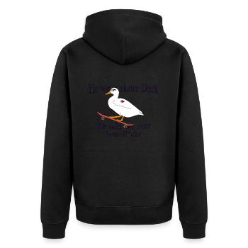 Sk8ter Duck! - Unisex Premium Bio Zip Hoodie - Schwarz - Hinten - Nico (187cm)