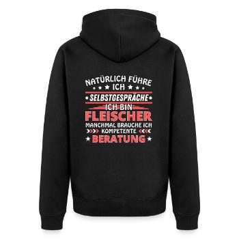 Ich führe Selbstgespräche - Fleischer Edition - Unisex Premium Bio Zip Hoodie - Schwarz - Hinten - Nico (187cm)