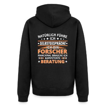 Ich führe Selbstgespräche - Forscher Edition - Unisex Premium Bio Zip Hoodie - Schwarz - Hinten - Nico (187cm)