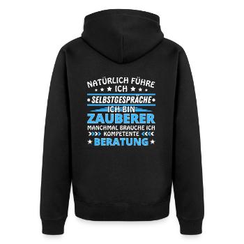 I'm Talking to Yourself - Wizard Edition - Unisex Premium Organic Zip Hoodie - black - Back - Nico (187cm)