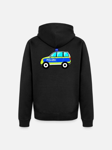 Polizeiauto, Polizei, deutsche Polizei, Blaulicht - Unisex Premium Bio Zip Hoodie - Schwarz